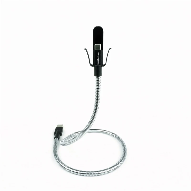 Fuse Chicken Selvstående MODERN USB Kabel m. Holdefunktion - inkl. 2 x Klips - 0.6m - Sølv