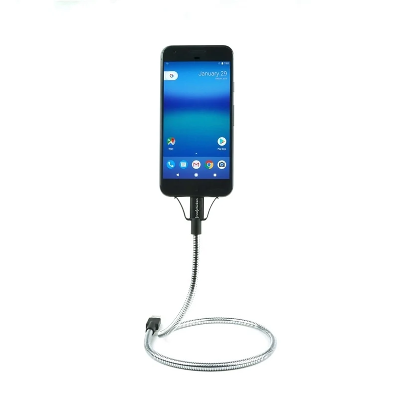Fuse Chicken Selvstående MODERN USB Kabel m. Holdefunktion - inkl. 2 x Klips - 0.6m - Sølv