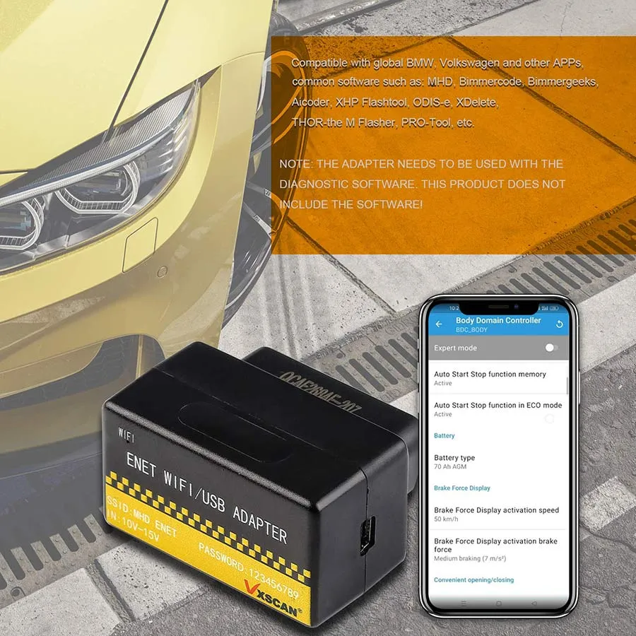 OBD ENET WIFI USB Adapter DOIP til BMW FG-serien BimmerCode E-SYS Bootmod3 xDelete