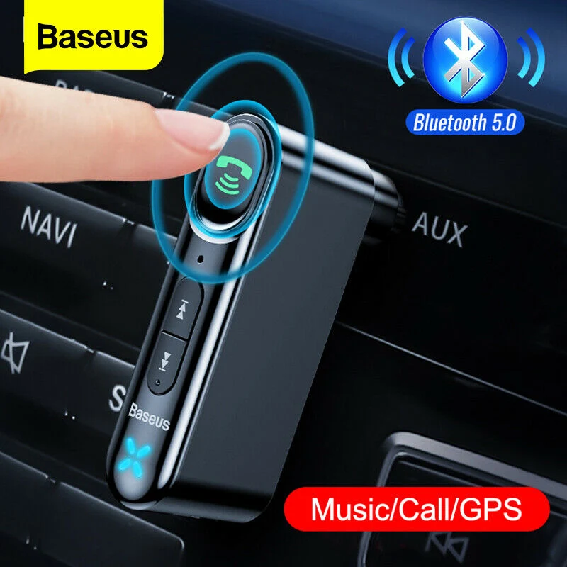 Baseus Bilmodtager Bluetooth5.0 Trådløs lyd Stereo Music AUX Adapter Mic