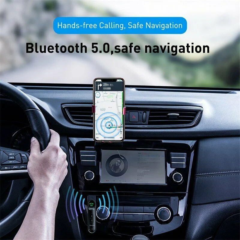Baseus Bilmodtager Bluetooth5.0 Trådløs lyd Stereo Music AUX Adapter Mic