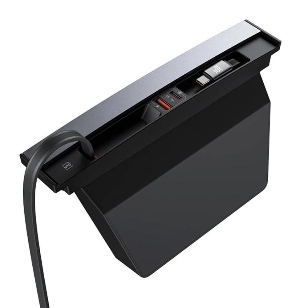Baseus T-Space Opladningspanel m. Udtrækkelig USB-C-PORT Kabel til Tesla - Sort