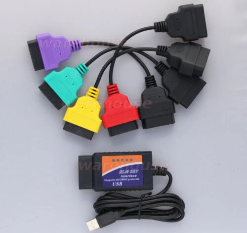 ELM OBD2 + ADAPTER DIAGNOSTISK LEDNING Til NUMEROUS ECU SCAN Passer til FIAT MODIFIED