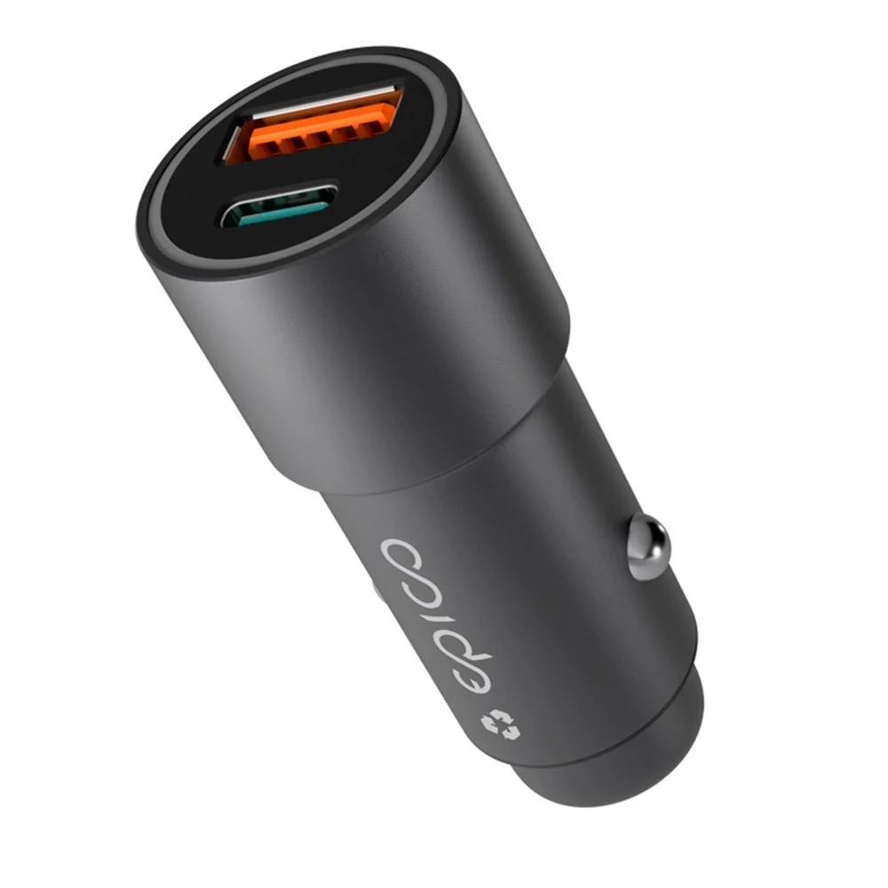 Epico Resolve Dual Biloplader PD 38W m. USB-C & USB- - Charcoal