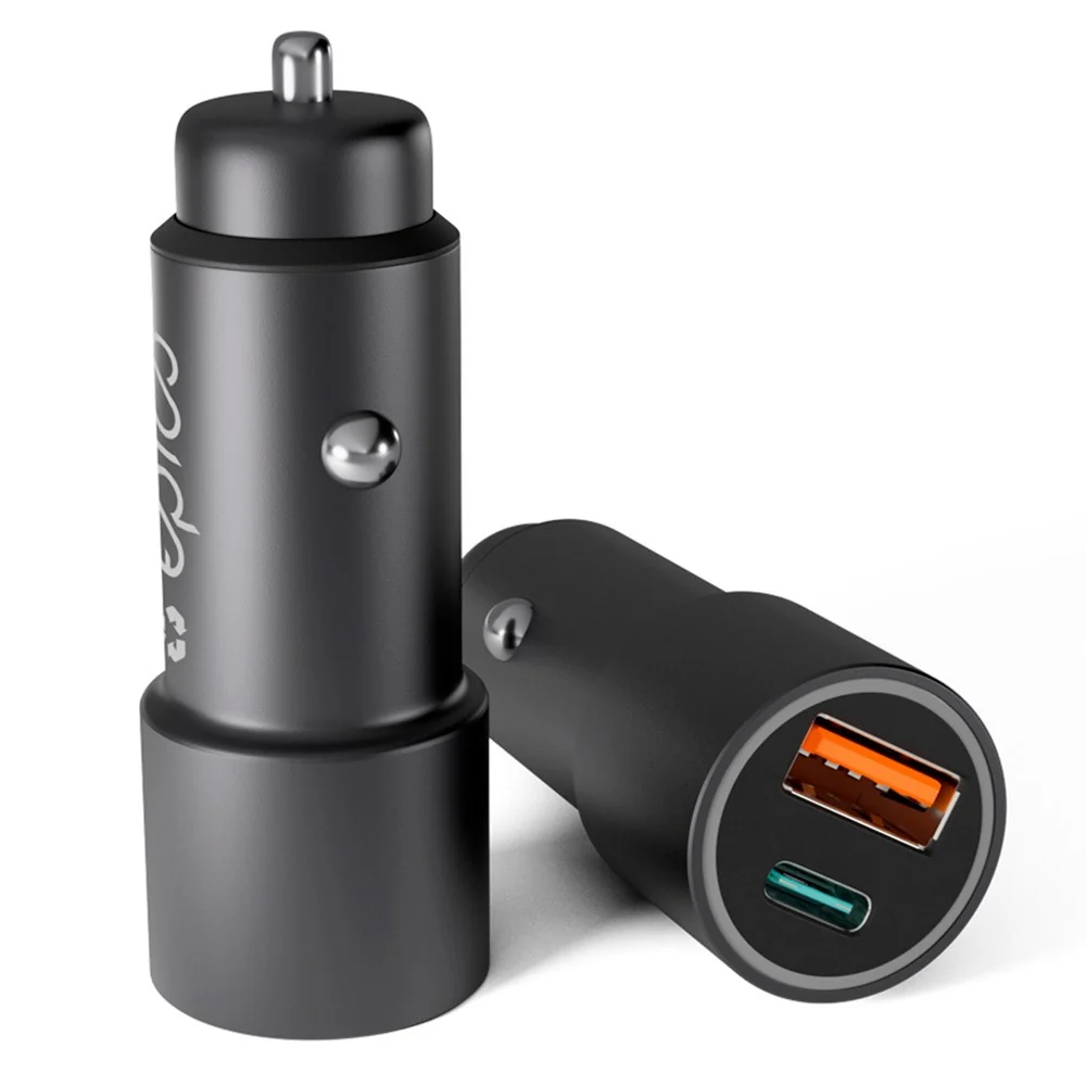 Epico Resolve Dual Biloplader PD 38W m. USB-C & USB- - Charcoal