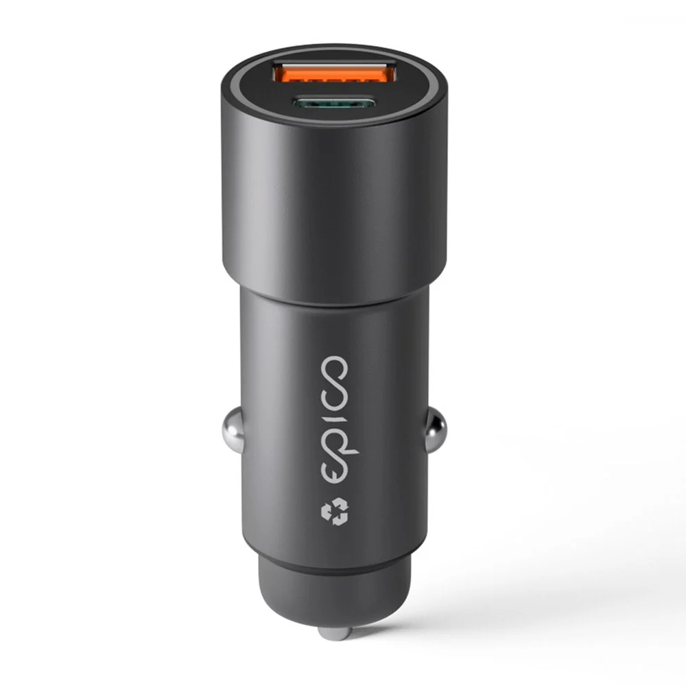 Epico Resolve Dual Biloplader PD 38W m. USB-C & USB- - Charcoal