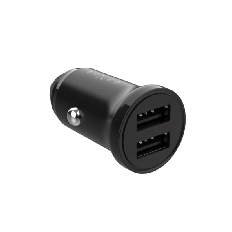 Fixed Portable Biloplader 2x USB- / 1x Lightning Kabel 15W - 1m - Sort