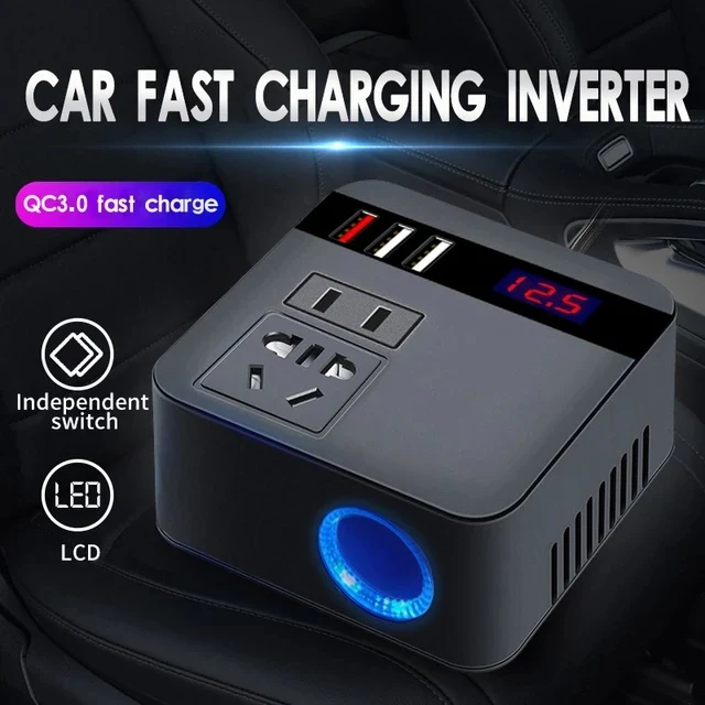 Inverter til bil 150W 12V- 24V DC til 220V AC Strøm forsynings omformer