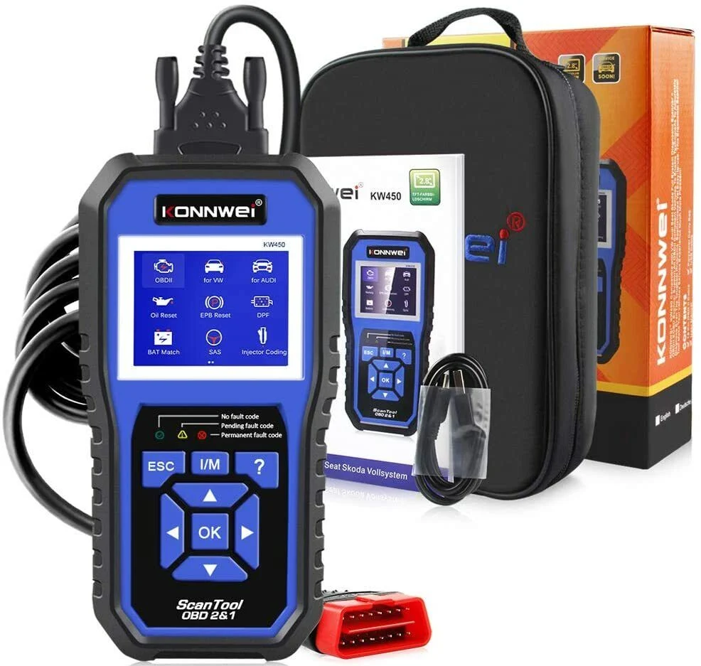 KONNWEI KW450 OBDII+EOBD Bil fejldetektor Til VW, Audi, Seat, Skoda Fuld System Diagnostic Scanner Diagnostic Tool