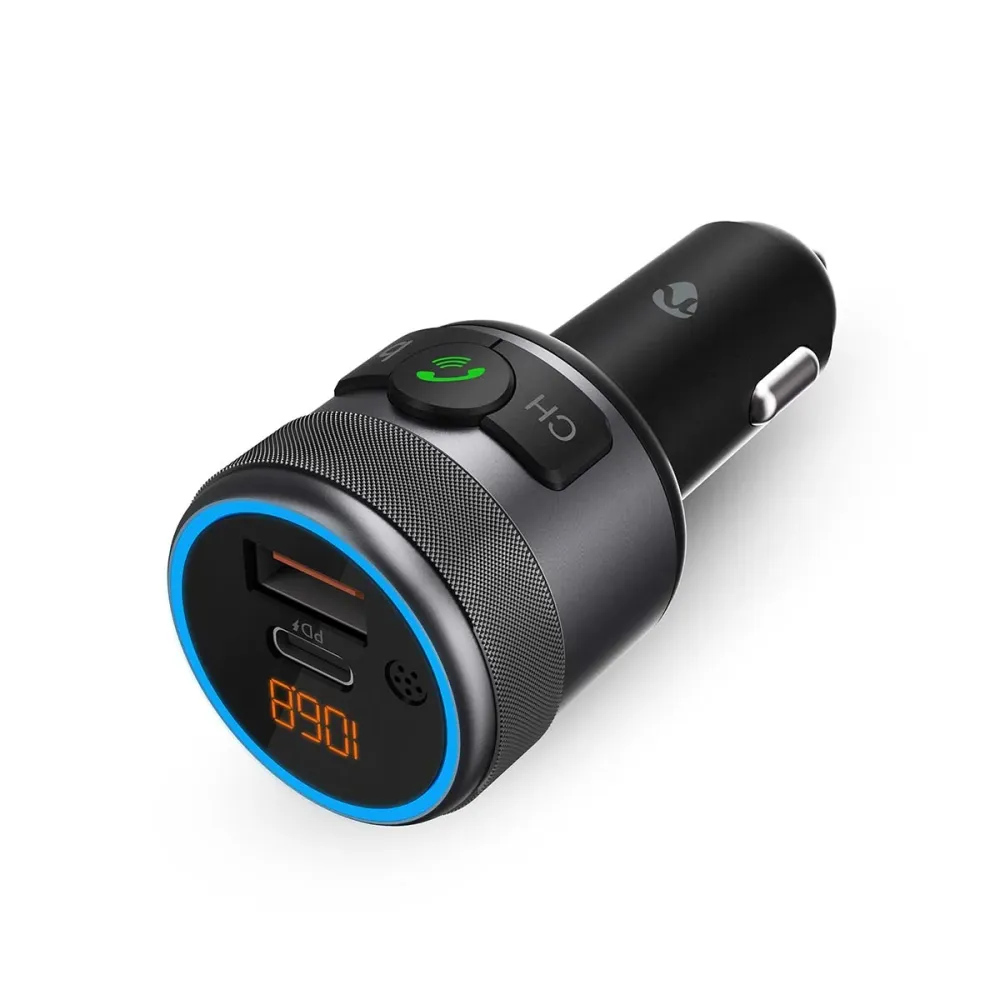 Nedis - Bil Audio FM-sender | Fixed | Håndfri opkald | 1 " | Amber skærm | Bluetooth® | PD 18 W / PD 24 W | High-speed opl...