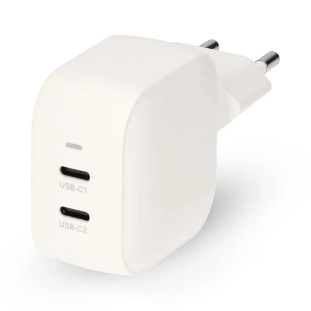 Nedis - Vægoplader | 35 W | GaN | PD3.0 | Hurtigopladningsfunktion | 1.75 / 2.33 / 2.92 / 3.0 | Antal output: 2 | 2x USB-C...