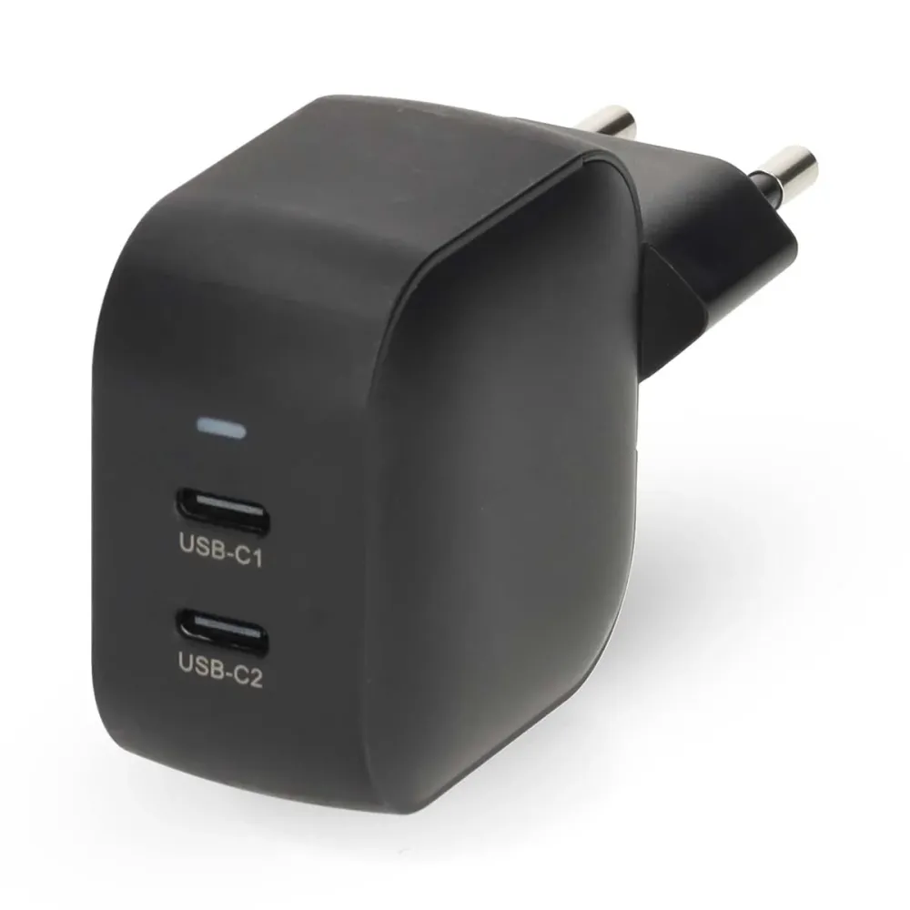 Nedis - Vægoplader | 35 W | GaN | PD3.0 | Hurtigopladningsfunktion | 1.75 / 2.33 / 2.92 / 3.0 | Antal output: 2 | 2x USB-C...