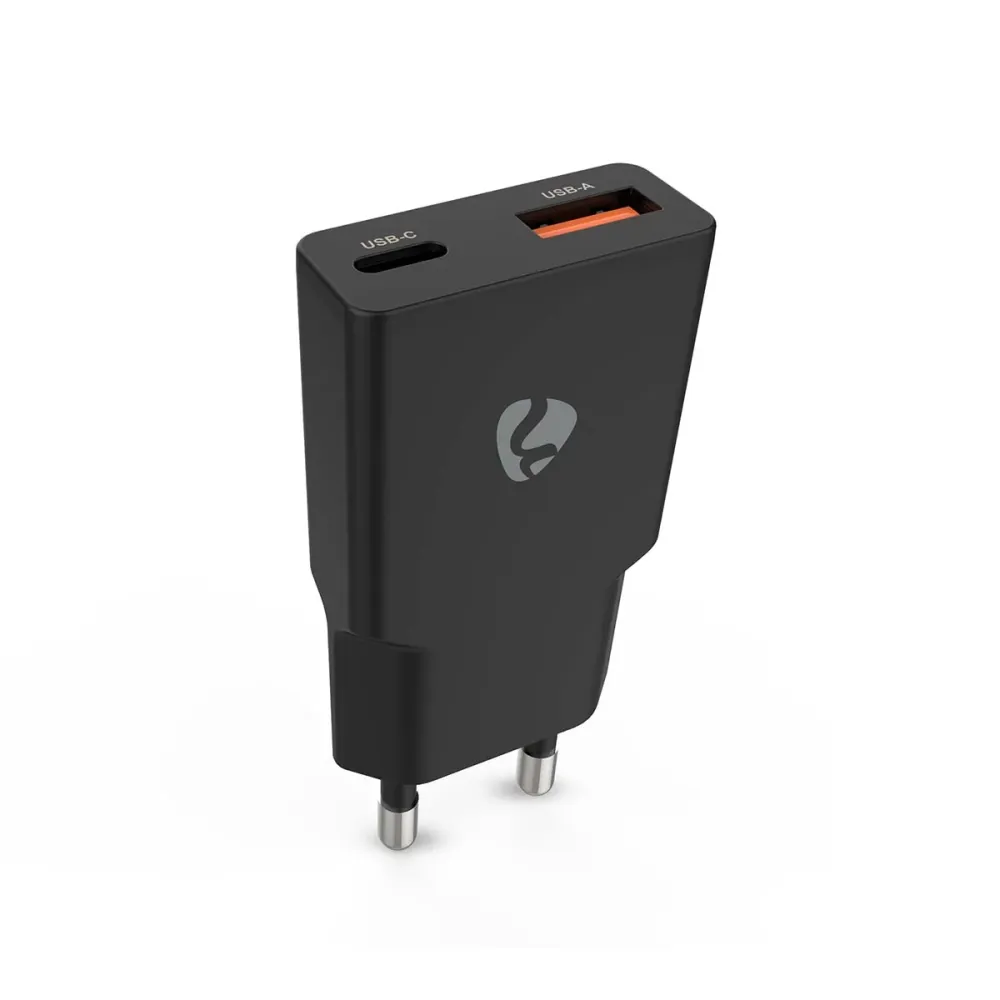 Nedis - Vægoplader | 20 W | GaN | PD3.0 | Hurtigopladningsfunktion | 1.5 / 2.0 / 2.22 / 3.0 | Antal output: 2 | USB- / USB...