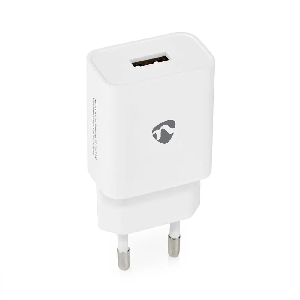 Nedis - Vægoplader | 12 W | Hurtigopladningsfunktion | 1x 2.4 | Antal output: 1 | USB- | Uden Kabel | Single Voltage Outpu...