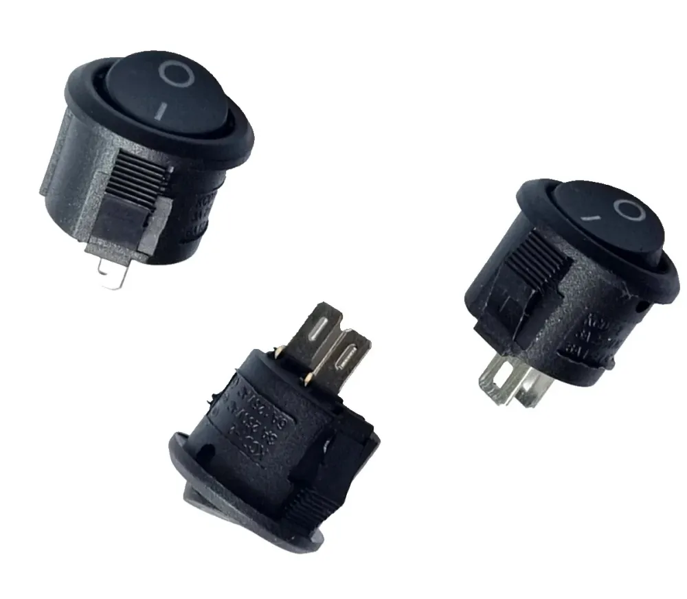 On/Off vippe kontakter SPST 2-benet 16mm rund onyx 250VAC 3A bil båd 12V