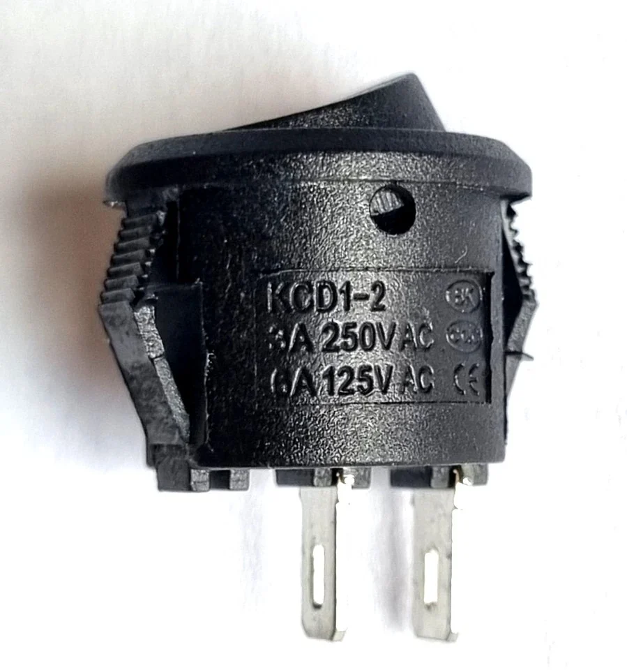 On/Off vippe kontakter SPST 2-benet 16mm rund onyx 250VAC 3A bil båd 12V