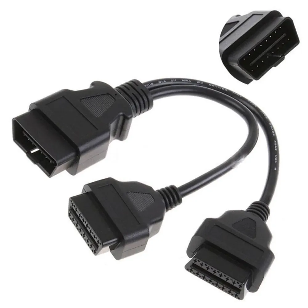 16 pin OBD OBDII splitter forlænger kabel Han til duplikat kvindelig Y-kabel