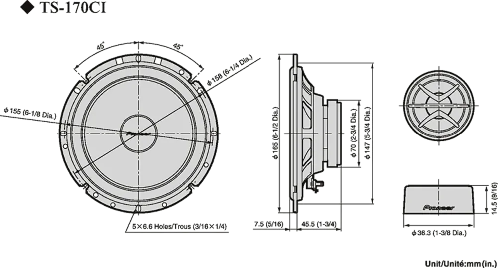 Pioneer TS-170Ci Bilhøjttaler (17cm, 6,5")