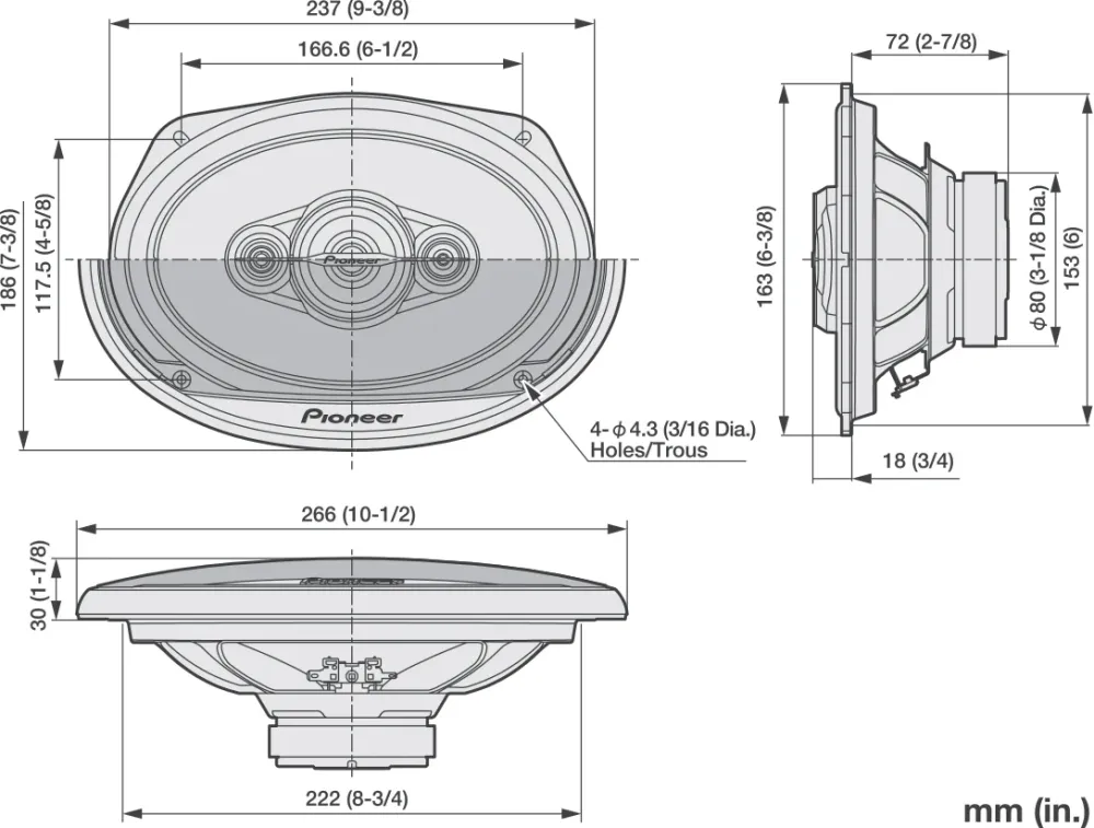 Pioneer TS-A6961F 4-vejs Koaksialsystem (450W, 6"x9")