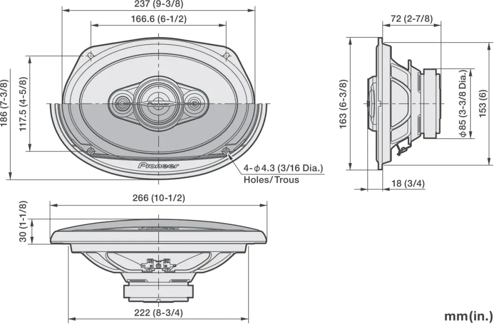 Pioneer TS-A6971F 5-vejs Koaksialsystem (600W, 6"x9")