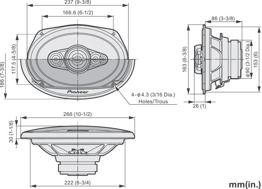 Pioneer TS-A6991F Bilhøjttaler 5-vejs koaksialsystem (700W, 6"x9")