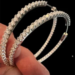 ØRERINGE SØLV BELALGT MED PLATIN ISAT 7.2 CT MOISSANIT