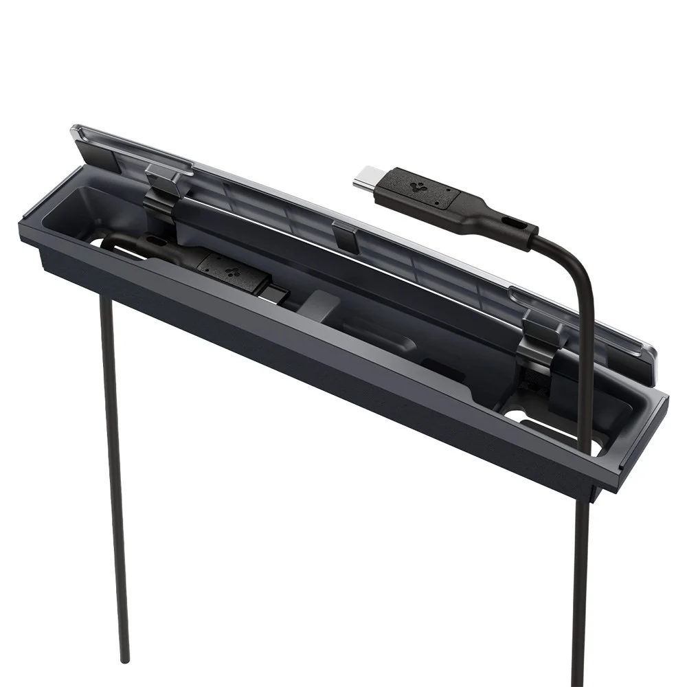 Spigen Kabelorganisator Station til Tesla Model 3 (2022-23) / Model Y (2021-24) - Mørk Sølv
