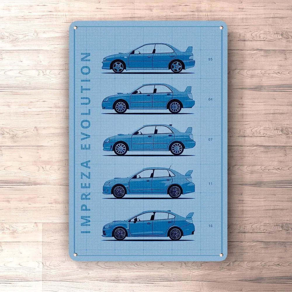 Subaru Impreza Generation Patent Blueprint Skilte, Musemåtte, Dørmåtte