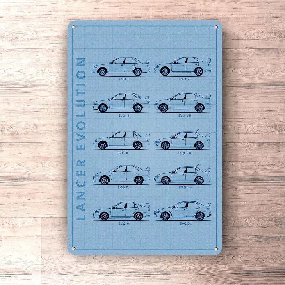 Subaru Lancer Generation Patent Blueprint Skilte, Musemåtte, Dørmåtte