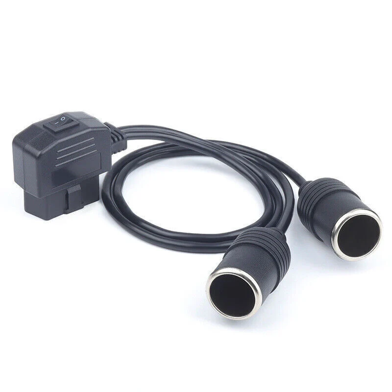 Universal OBD2 Diagnostic Tool Car Cigaret tænder 16 Pin Socket Strøm adapter 2-vejs adapter