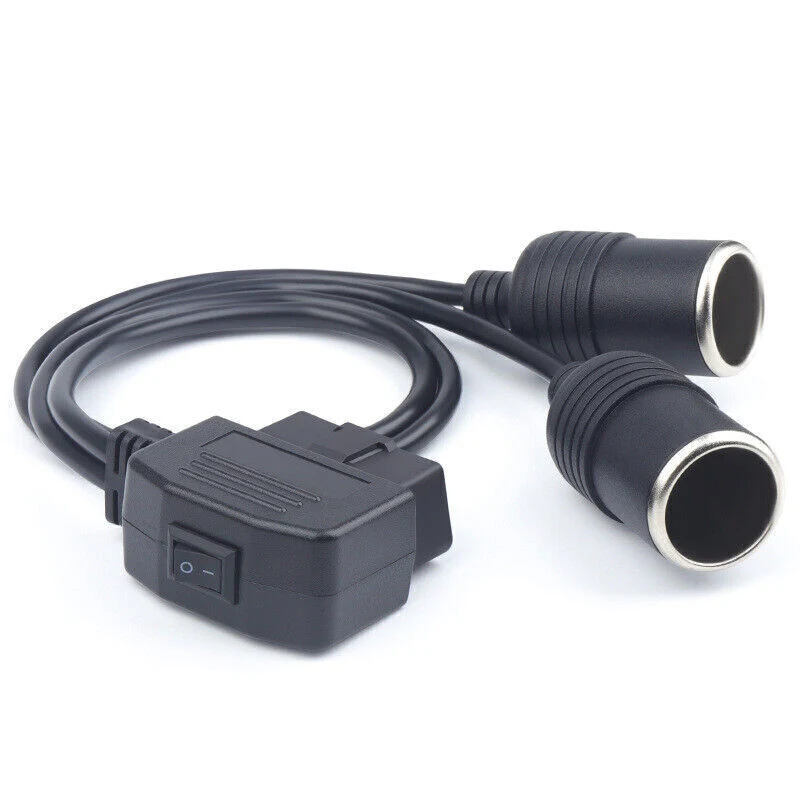 Universal OBD2 Diagnostic Tool Car Cigaret tænder 16 Pin Socket Strøm adapter 2-vejs adapter