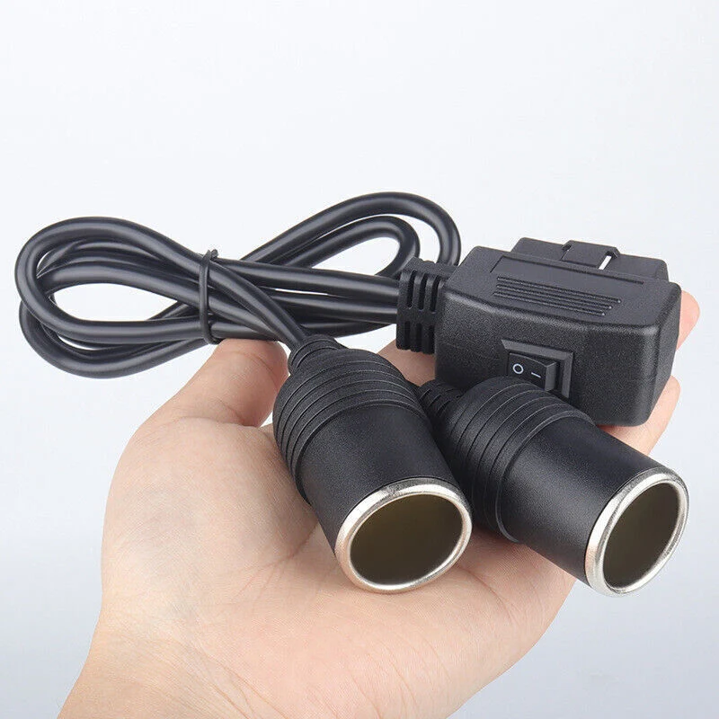Universal OBD2 Diagnostic Tool Car Cigaret tænder 16 Pin Socket Strøm adapter 2-vejs adapter