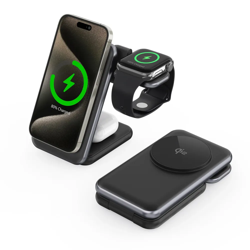 Magcold™ | 3-i-1 Ladestation til Mobil, iWatch, AirPods - 45W! - Onyx
