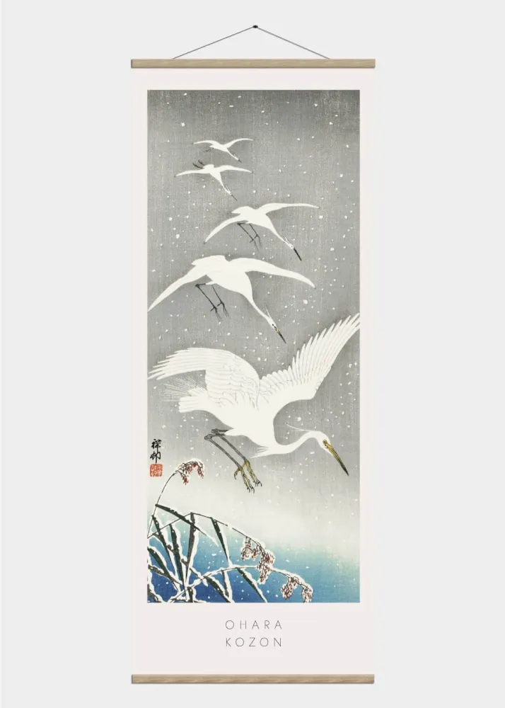 Egrets snow - Japansk kunst plakat