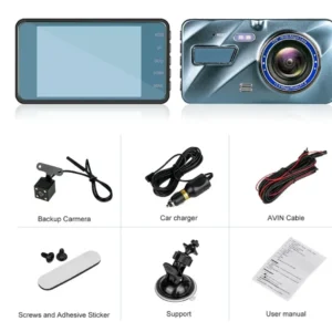 HD 1080P 4'' Car DVR Two-part Lens Dash Cam Video Camera Recorder Night Vision