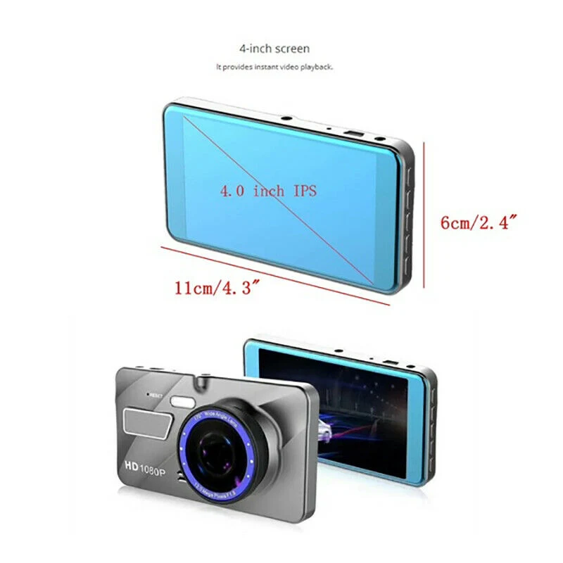 HD 1080P 4'' Car DVR Two-part Lens Dash Cam Video Camera Recorder Night Vision