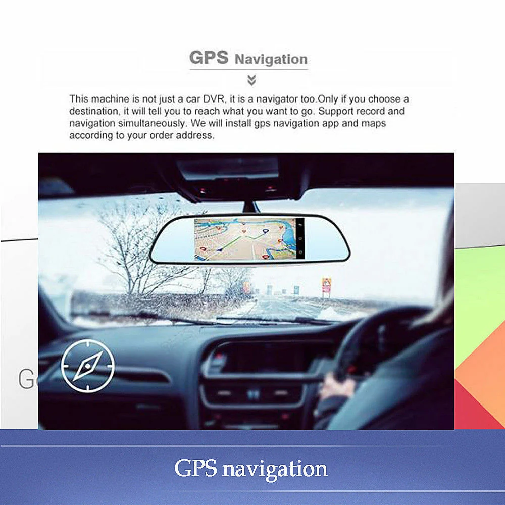 7 '' Android Dual-objektiv Bil bagfra Spejlekamera DVR GPS Dash Cam WIFI