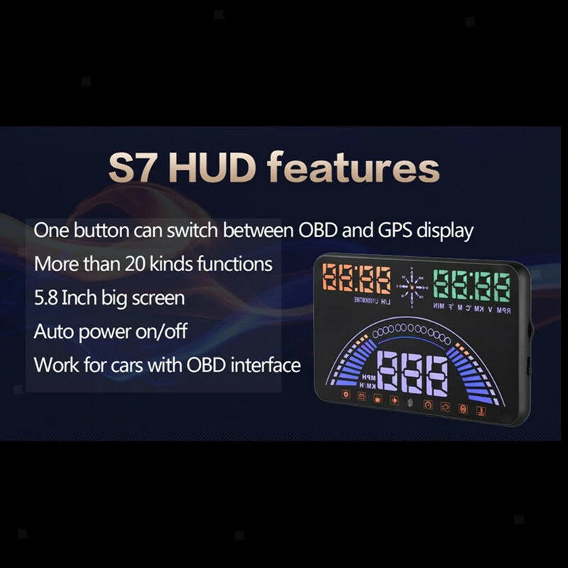 Auto HUD Head Up Display OBD2 Auto Gauge 5.8 "Dash-skærm Konstrueret GPS