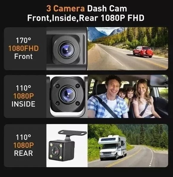 Dash Cam Bil Paired Lens HD 1080P Forre Bag Indvendig Video Recorder Kamera