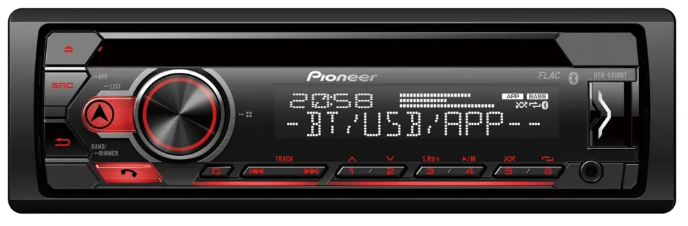 Pioneer DEH-S320BT 1-DIN Bilstereo m. Bluetooth-enabled