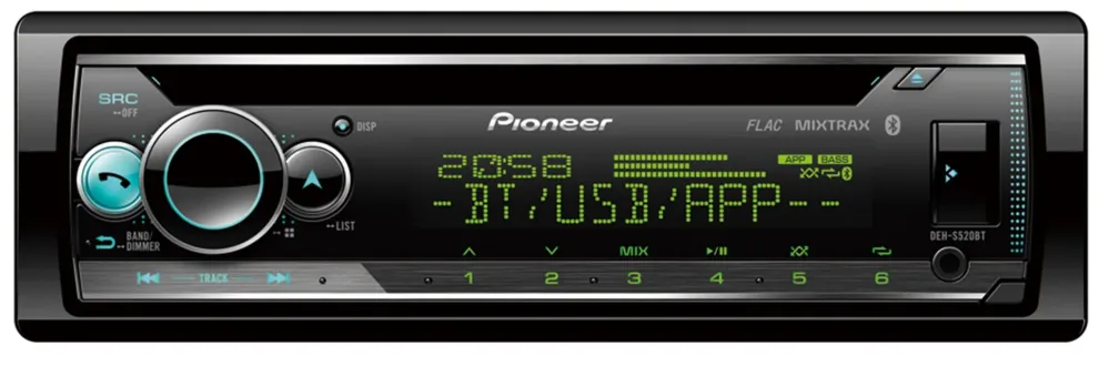 Pioneer DEH-S520BT 1-DIN Bilstereo m. CD, Bluetooth-enabled og Spotify