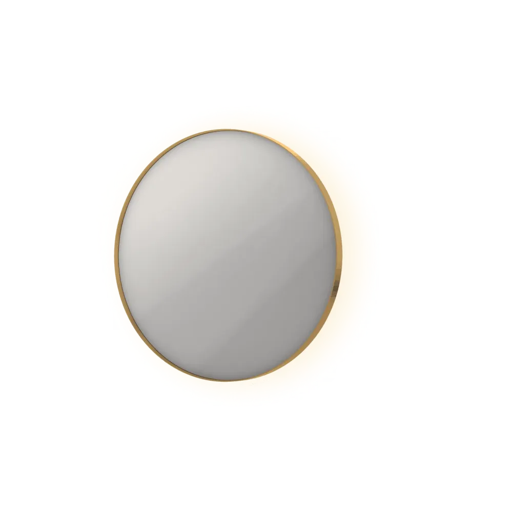 SP17 rundt spejl i ramme med indirekte LED-belysning - 60x4x60 - børstet mat guld