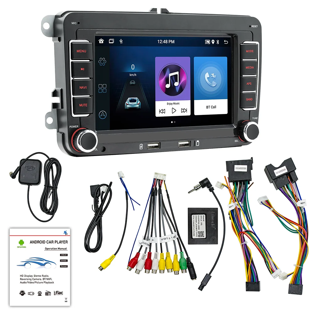 Velegnet til Volkswagen 7-tommer Android GPS bil navigations system, Bluetooth Carplay high-definition rummelig skærm 2GB...