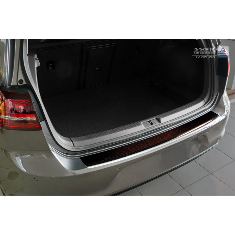 Avisa, Bagkofangerbeskytter, DeLuxe, Rustfritstål, passer til Volkswagen Golf VII HB 3/5-døre 2012-2019 Chrome/Red-Black C...