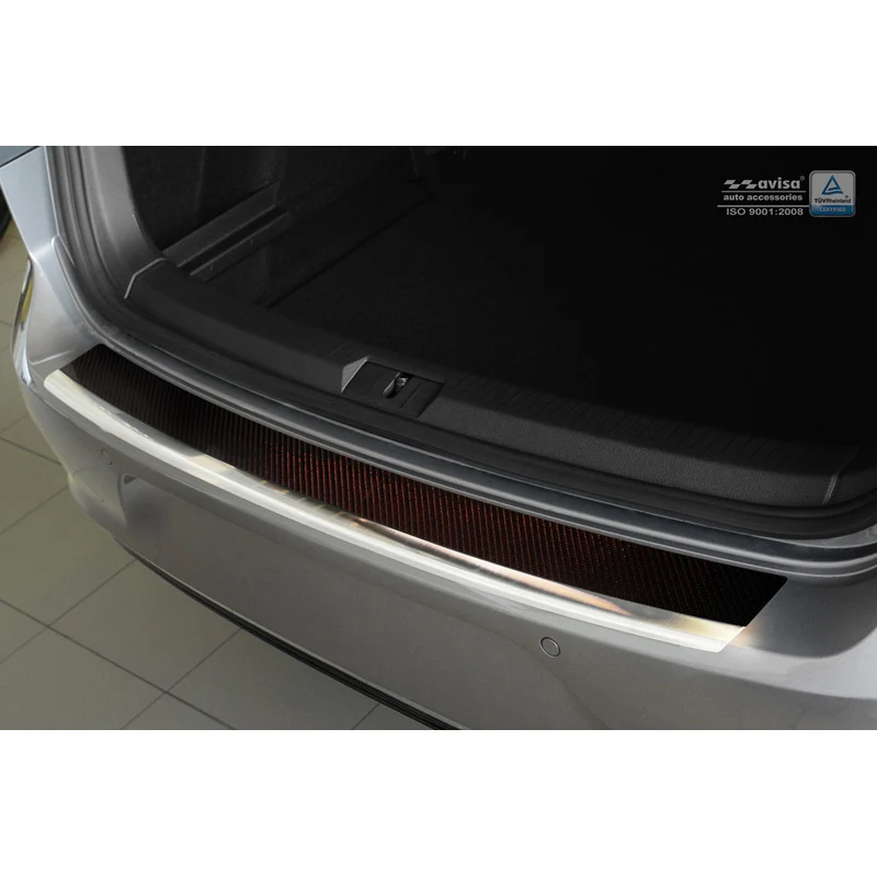 Avisa, Bagkofangerbeskytter, DeLuxe, Rustfritstål, passer til Volkswagen Golf VII HB 3/5-døre 2012-2019 Chrome/Red-Black C...