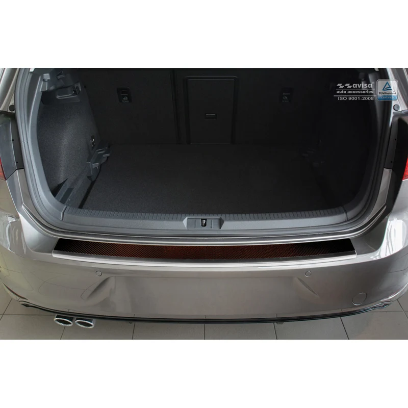 Avisa, Bagkofangerbeskytter, DeLuxe, Rustfritstål, passer til Volkswagen Golf VII HB 3/5-døre 2012-2019 Chrome/Red-Black C...