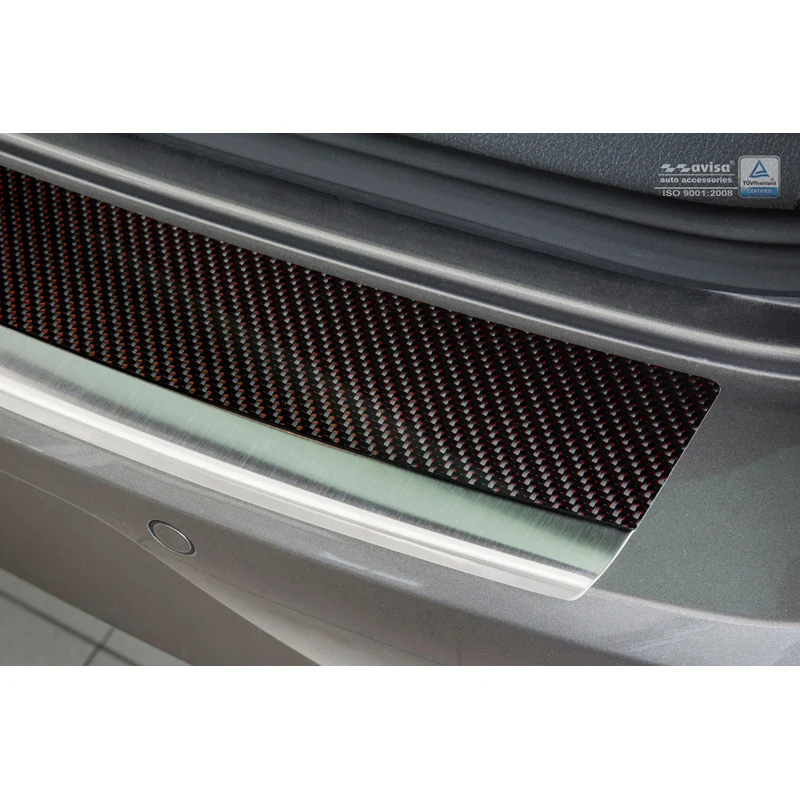 Avisa, Bagkofangerbeskytter, DeLuxe, Rustfritstål, passer til Volkswagen Golf VII HB 3/5-døre 2012-2019 Chrome/Red-Black C...
