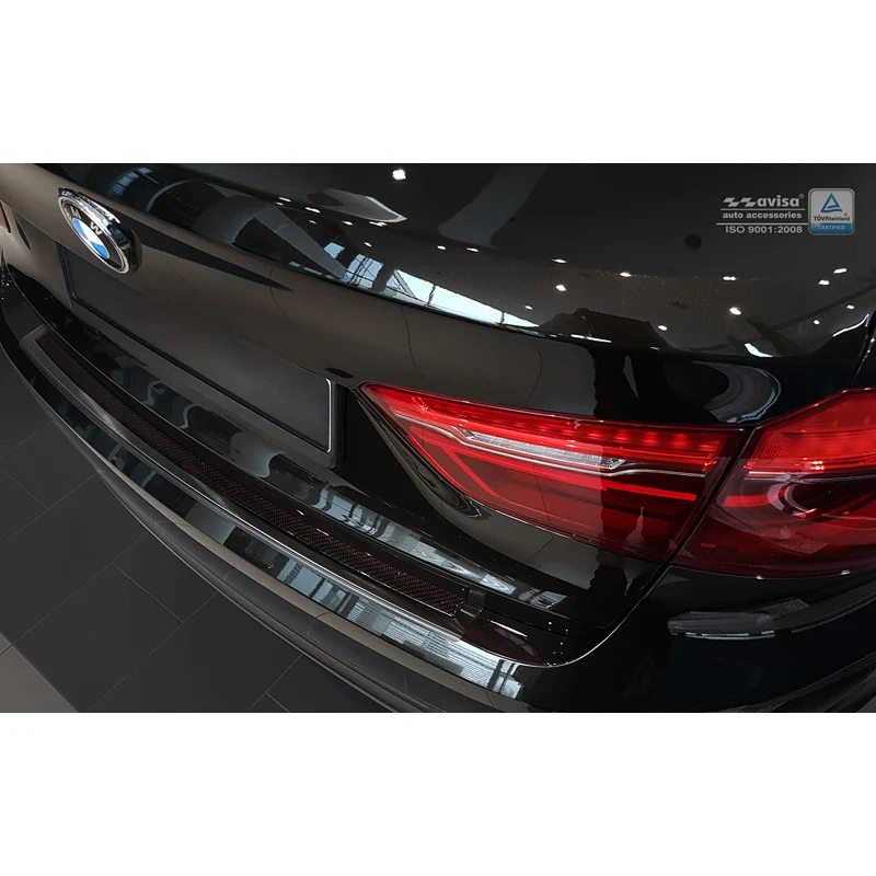 Avisa, Bagkofangerbeskytter, DeLuxe, Rustfritstål, passer til BMW X6 F16 2014-2019 Black/Red-Black Carbon excl. M-Package