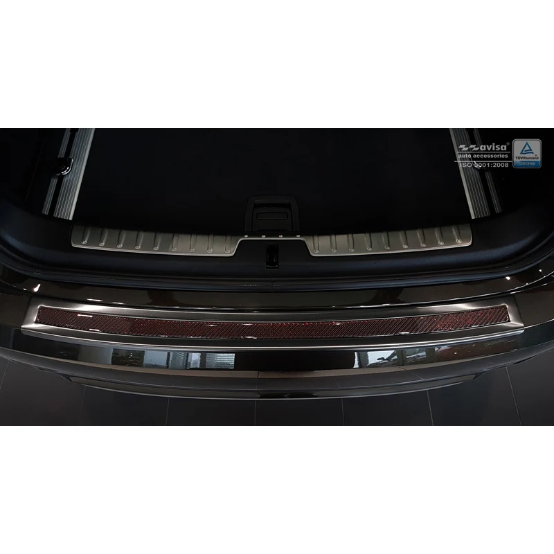 Avisa, Bagkofangerbeskytter, DeLuxe, Rustfritstål, passer til BMW X6 F16 2014-2019 Black/Red-Black Carbon excl. M-Package