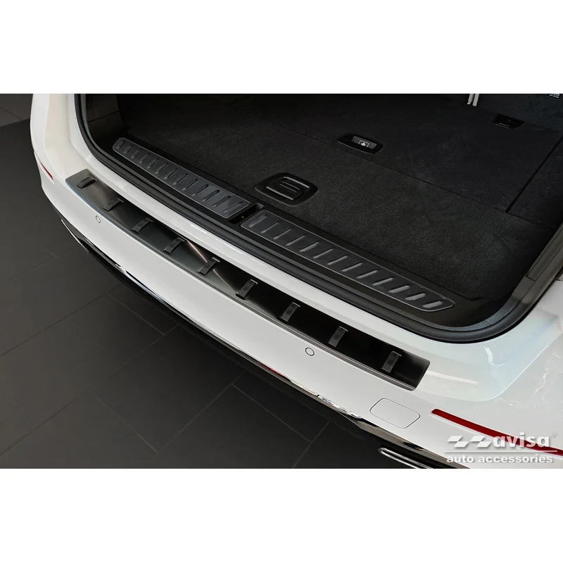Avisa, Bagkofangerbeskytter, Sort, Rustfritstål, passer til BMW 5-Series G31 FL Touring 2020- excl. M-Sport 'STRONG EDITION'